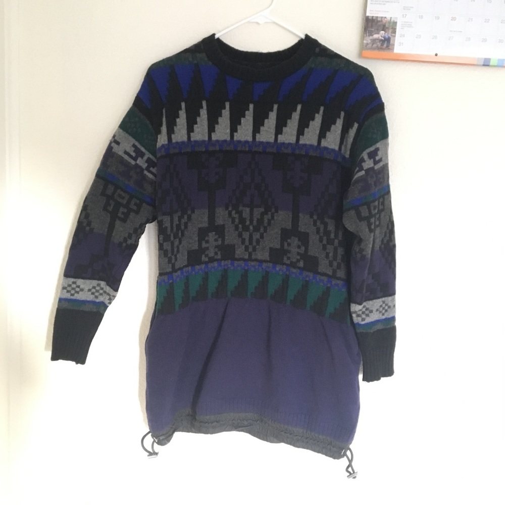 Sacai Jacquard Geometric Aztec wool long sweater
